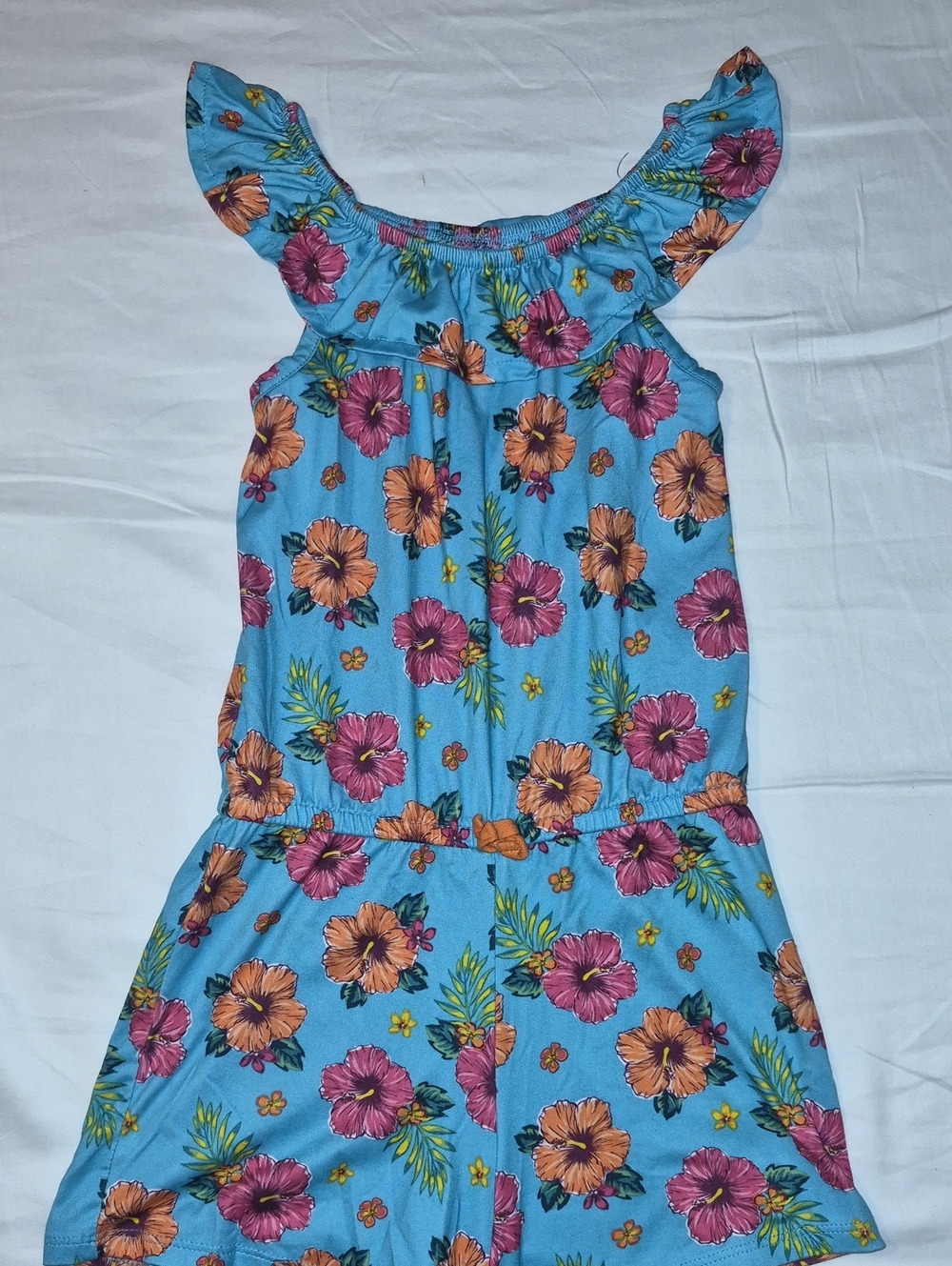 wonder nation Bright Blue Floral Ruffle-Sleeve Dress